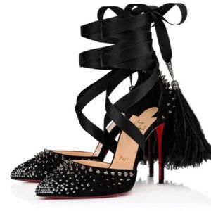 Christian Louboutins Black Studded Stilettos Heels 38.5